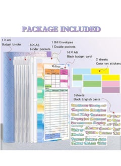 SYOSI A6 Gradient Color PU Budget Binder Set Money Saving Wallet Ring with Cash Envelopes Sheets and Label Stickers Planner Organizer Ideal for Travel or Work  - Image 5