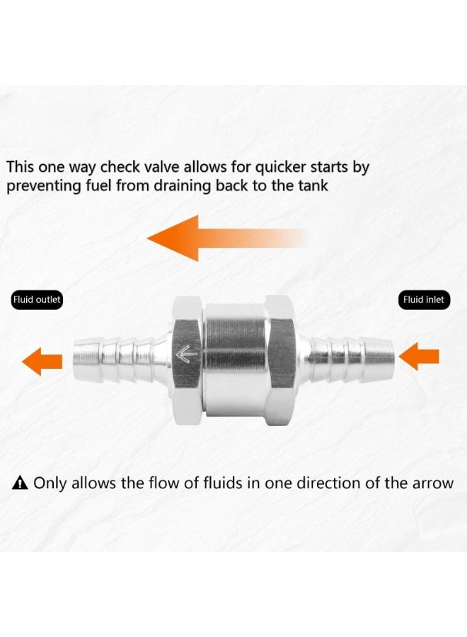 2PCS Non Return One Way Fuel Line Check Valve, Aluminium Alloy Car One-Way Inline Fuel Hose Check Valve for Fuel Line Petrol Diesel Fuel Oil Water (8mm)  - Image 3