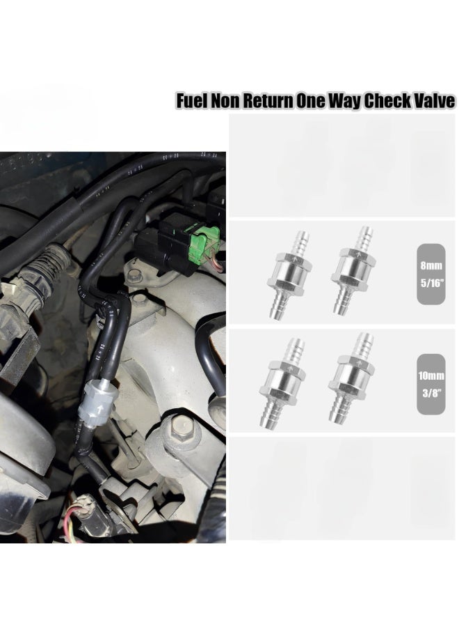 2PCS Non Return One Way Fuel Line Check Valve, Aluminium Alloy Car One-Way Inline Fuel Hose Check Valve for Fuel Line Petrol Diesel Fuel Oil Water (8mm)  - Image 4