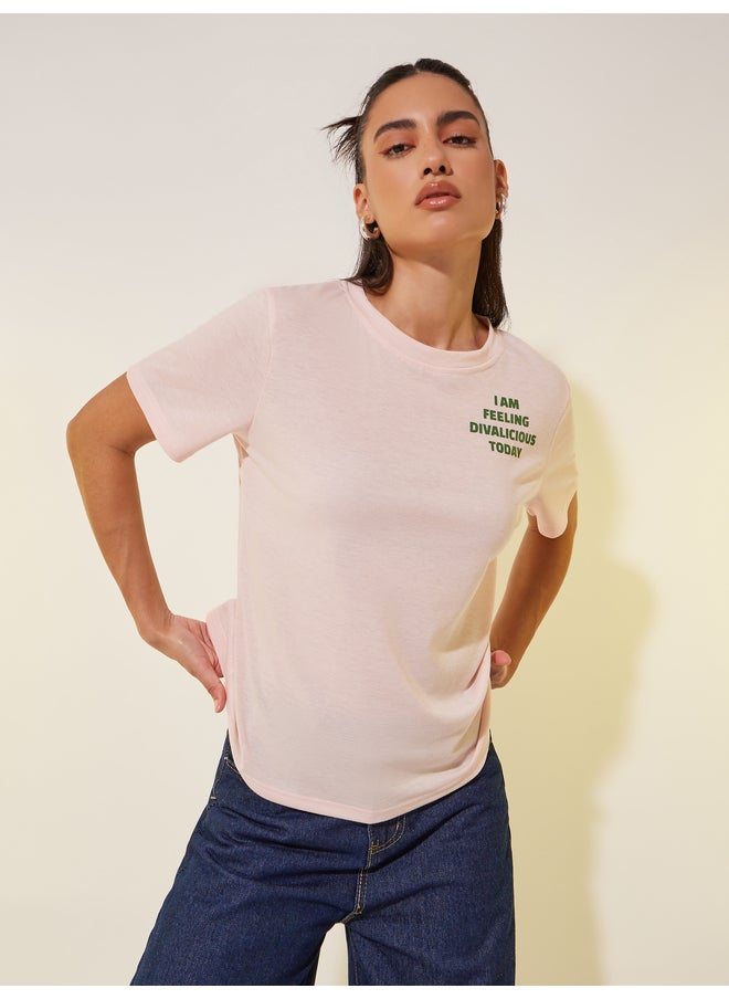 Take Two Take Two Slogan Print Round Neck T-Shirt  - Image 3