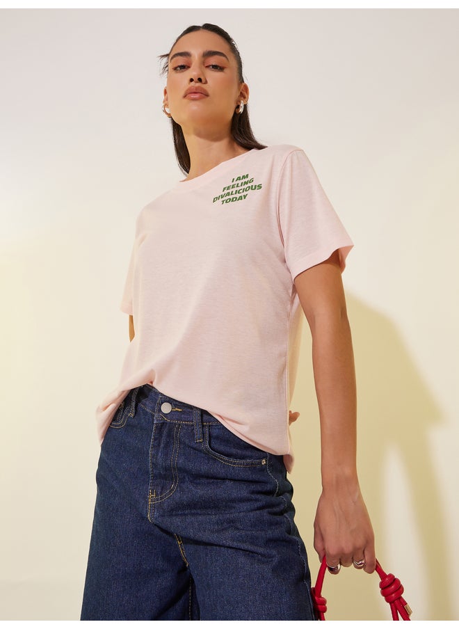 Take Two Take Two Slogan Print Round Neck T-Shirt  - Image 1