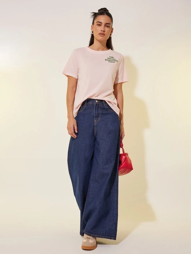 Take Two Take Two Slogan Print Round Neck T-Shirt