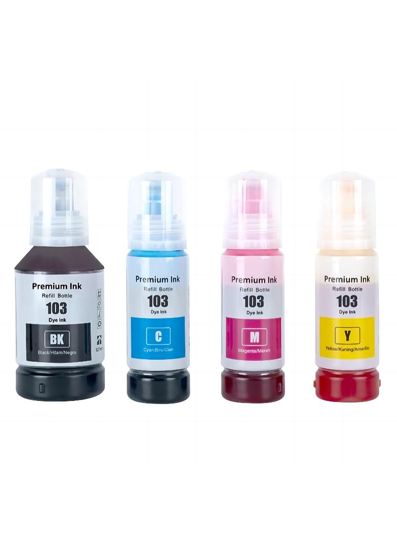 NexNova مجموعة حبر 103 لـ EcoTank لـ EPSON Combo مكونة من 4 عبوات باللون الأسود والسماوي والأرجواني والأصفر - Image 1