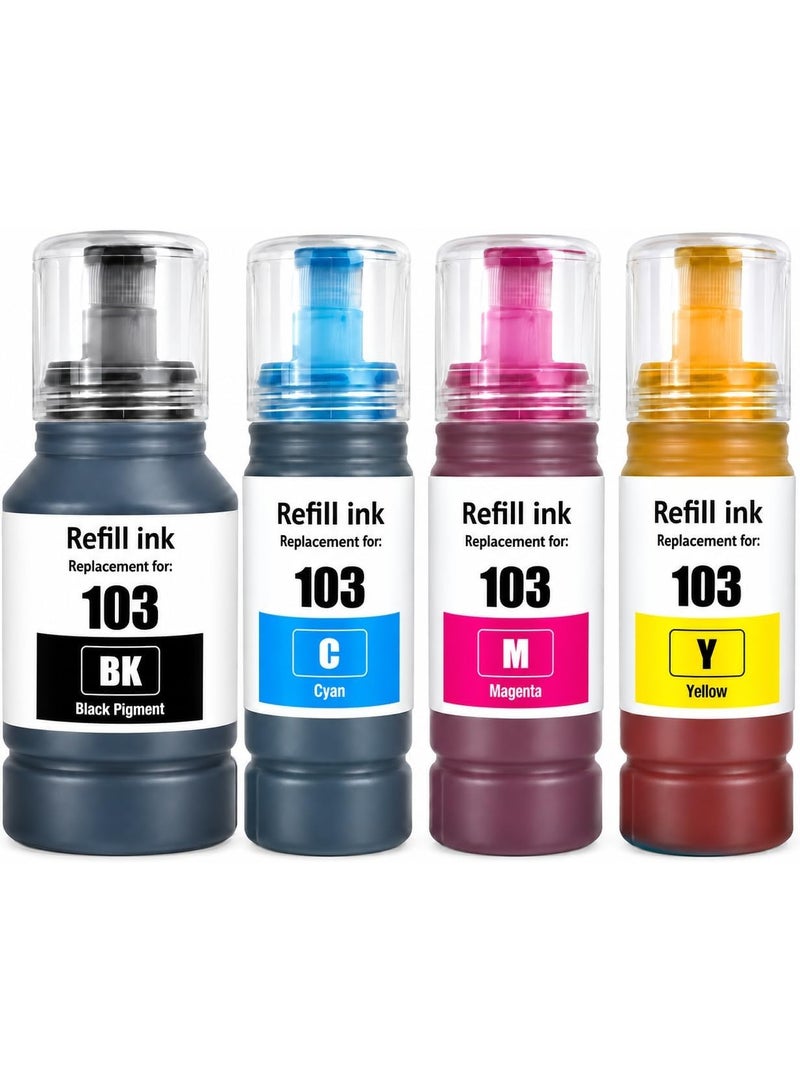 NexNova 103 Compatible Refill Ink 4-Pack, 127ml Black and 70ml Each Cyan Magenta Yellow, for Epson EcoTank L3252 L1110 L3110 L3111 L3150 L3151 L3156 L3160 L5190 L3270 L3350 L3351 L3360 - Image 1