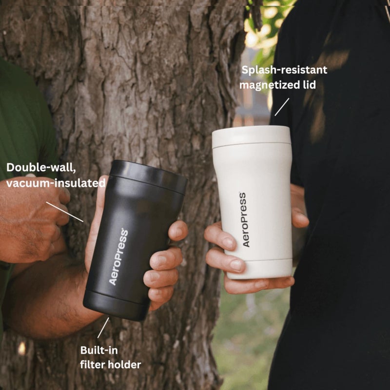 AeroPress AeroPress Travel Coffee Tumbler  Stainless Steel Coffee Tumbler with Double-Wall Insulation  Splash-Resistant Lid  Built-In Filter Storage  Cup Holder Friendly for Hot or Cold Drinks  - Image 3