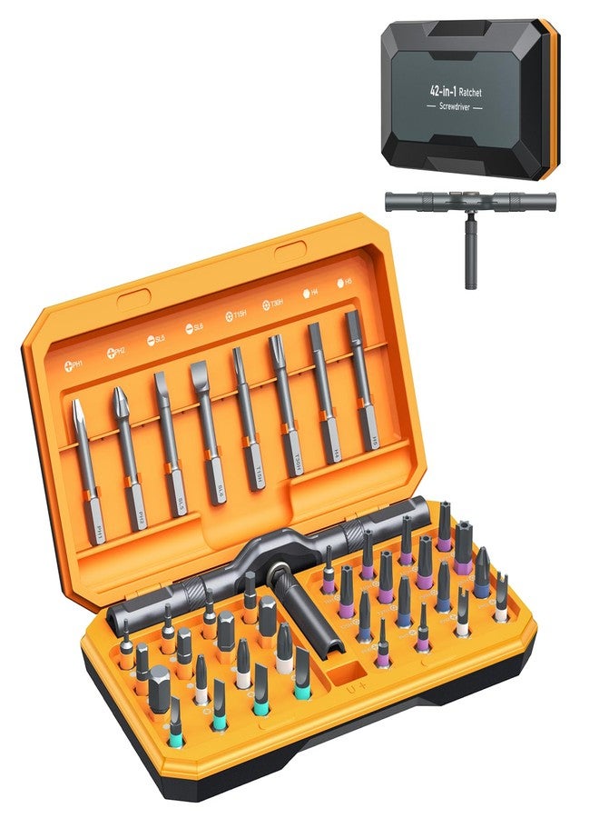 أوريا طقم مفكات براغي سقاطة 42 في 1 من أوريا، طقم مفكات براغي مغناطيسي مع 40 رأس دقيق، طقم أدوات إصلاح مطور بمقبض سقاطة، حقيبة محمولة لأدوات إصلاح الدراجات والأثاث الإلكتروني. - Image 1