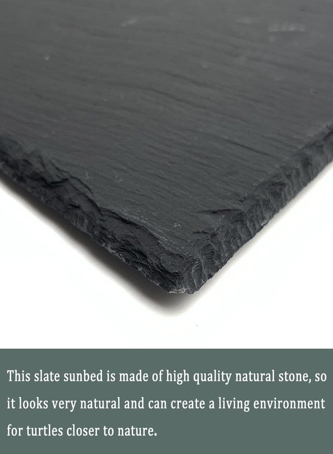 SHIGATSU Reptile Basking Platform Rock, Reptile Food Bowl, Tortoise Slate Feeding Dish, Resting Terrace, Reptile Substrate Mat, for Turtle Lizard Bearded Dragon Crested Gecko Snake（7.9”x11.8”） - Image 2