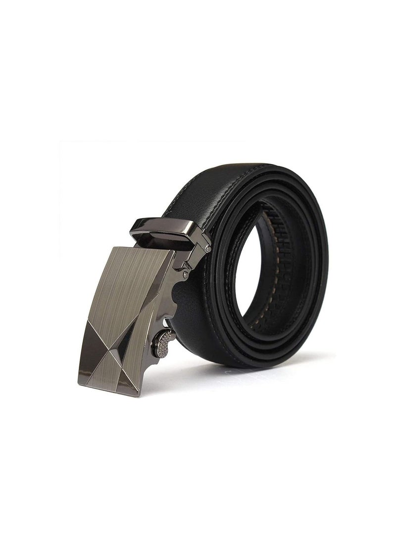 GGOOT Automatic Buckle Leather Belt Men's Leather Belt Fashion Belt Apparel Accessories Black 1 Pcs - Image 1