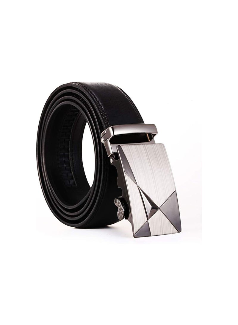GGOOT Automatic Buckle Leather Belt Men's Leather Belt Fashion Belt Apparel Accessories Black 1 Pcs - Image 4