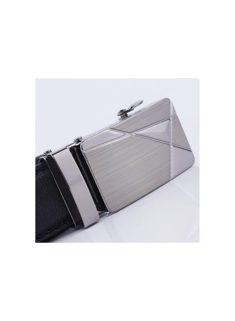 GGOOT Automatic Buckle Leather Belt Men's Leather Belt Fashion Belt Apparel Accessories Black 1 Pcs - Image 3