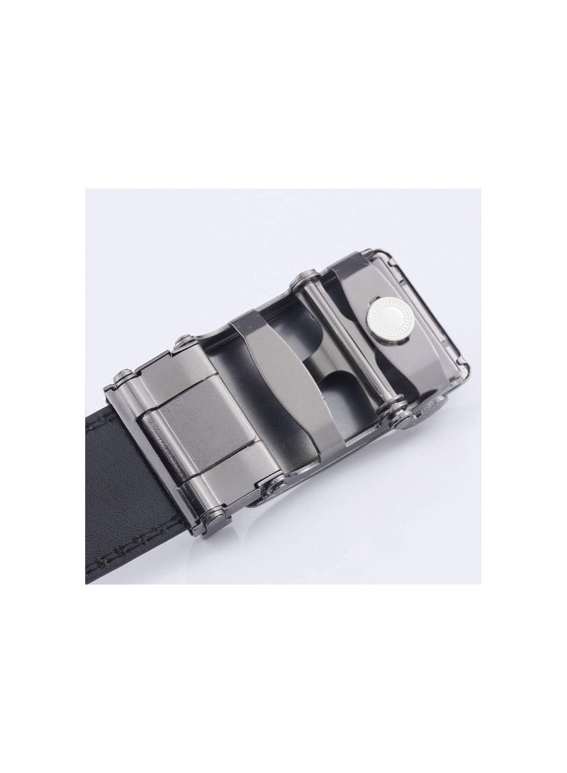 GGOOT Automatic Buckle Leather Belt Men's Leather Belt Fashion Belt Apparel Accessories Black 1 Pcs - Image 2