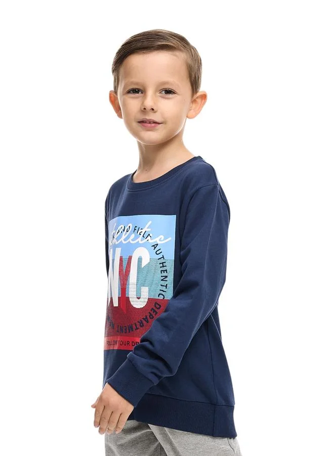 victor and jane Victor And Jane Boys Navy Blue NYC Graphic Sweatshirt