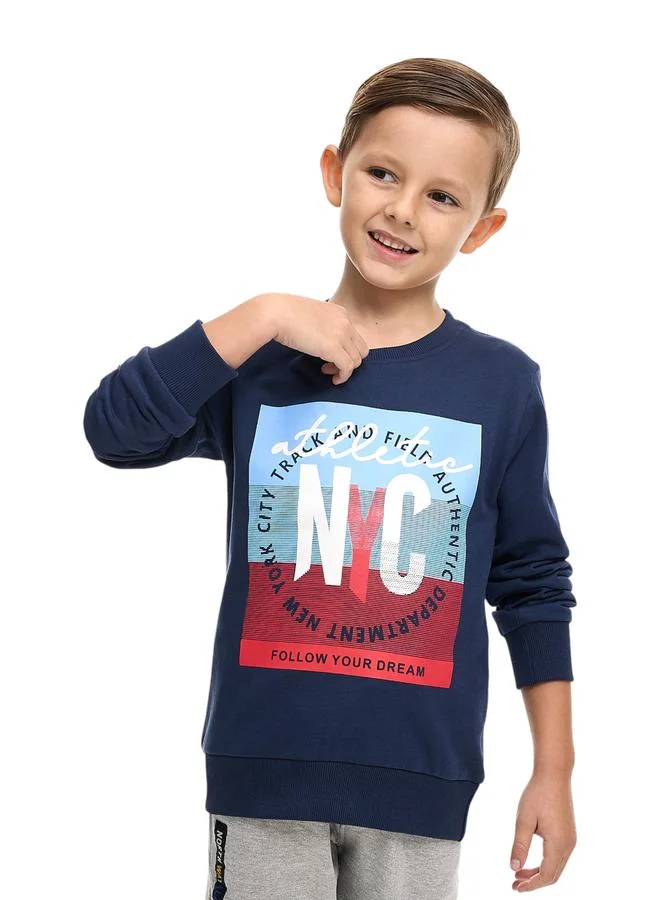 victor and jane Victor And Jane Boys Navy Blue NYC Graphic Sweatshirt
