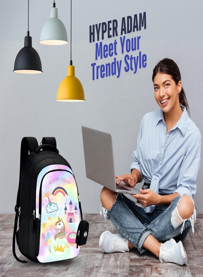 Hyper Adam 35L Rainbow Patel Latest And Trendy Stylish Waterproof College/Casual/School Bag/Backpack For Kids, Boys, Girls, Men And Women | For Everyday Use Extra Pouch Included - Image 4