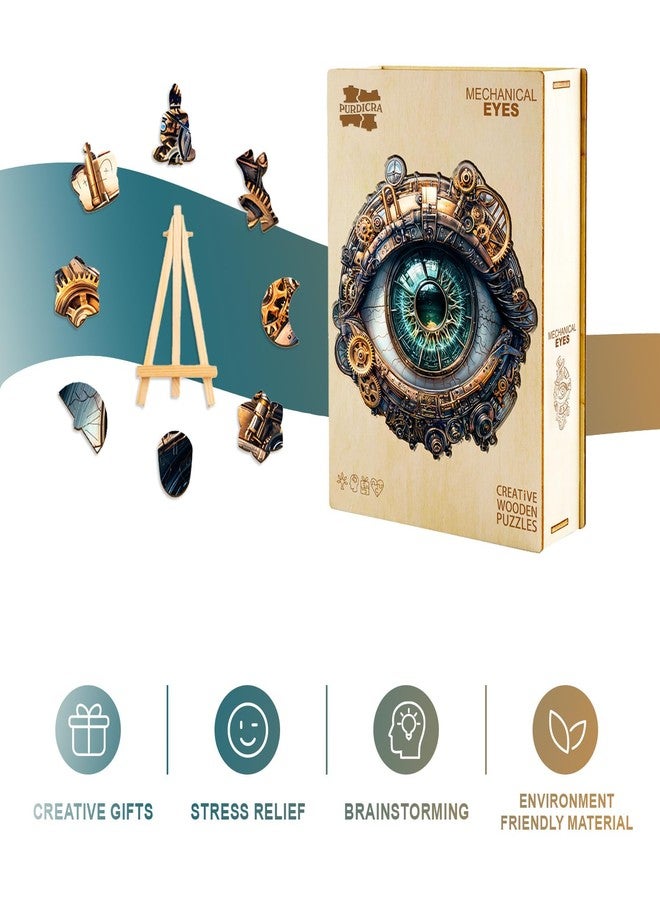 Purdicra Wooden Puzzles for Adults - Mechanical Eyes Wooden Jigsaw Puzzle, Unique Animal Shaped Wood Puzzles Adult, Christmas Birthday Gifts for Friends/Family, Home Decor 13.4 * 13.4in 260pcs - Image 4