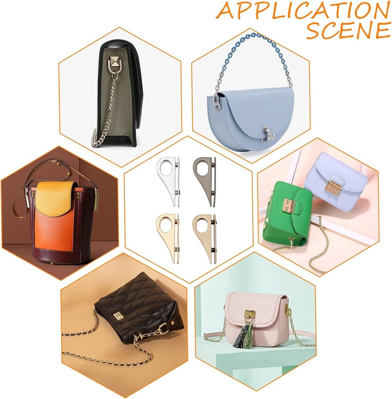 comfrt 8 Sets Purse Side Clip Buckles, 4 Colors Strap Connector Clasp Purse Suspension Clasp Metal Clip Hardware Handbag Chain Link Clip Buckles Hanging Clasp DIY Handmade Bag Making Accessories - Image 4