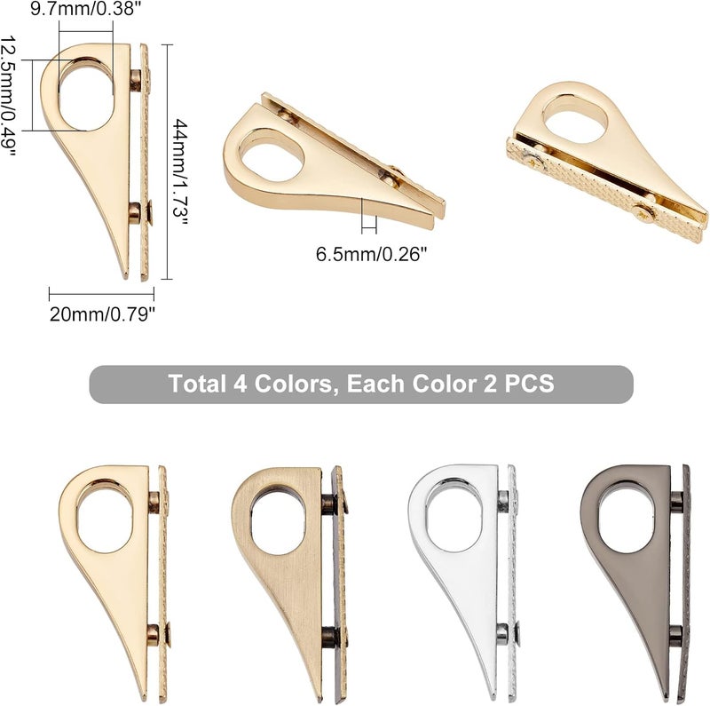 comfrt 8 Sets Purse Side Clip Buckles, 4 Colors Strap Connector Clasp Purse Suspension Clasp Metal Clip Hardware Handbag Chain Link Clip Buckles Hanging Clasp DIY Handmade Bag Making Accessories - Image 3