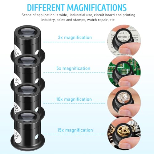 KALLORY Jewelers Portable Monocular Magnifier Magnifying Glass Eye Loop Magnifier Lens Watch Jewelry Experimental Repair Tool for Textile Optical Circuit Coins - Image 4