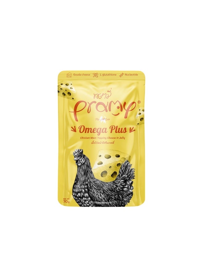 Pramy Chicken With Cheese in Jelly Wet Food for Adult Cats and Kittens 70 g Pramy Pouch - 70 g  - Image 1