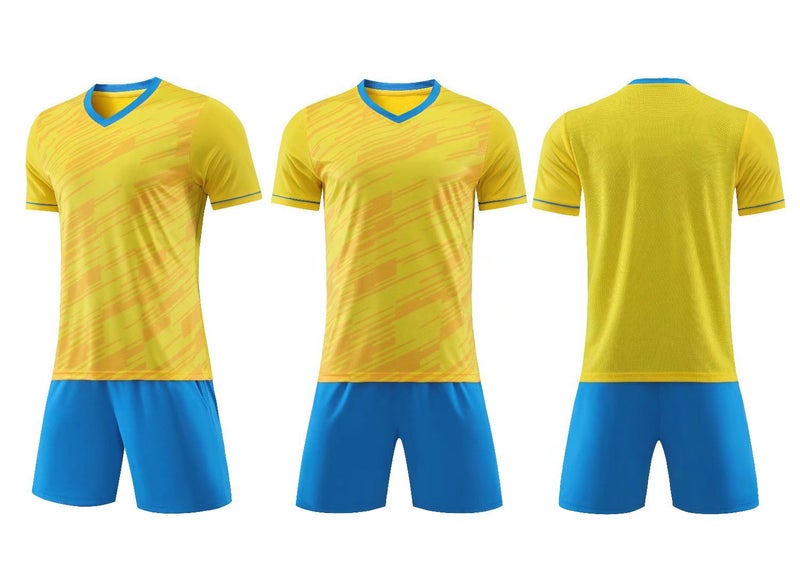 Generic 2023 New Style Football Suit Adult Children Same Style Spot Training Competition Team Uniform Sports Sweat-absorbent Jersey Summer Yellow 