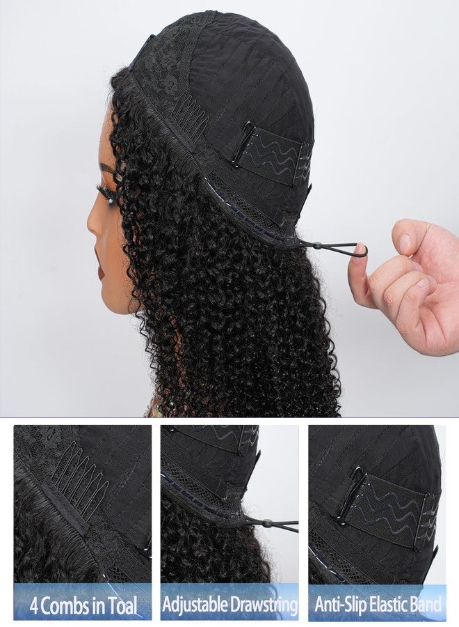 Ding Dian Kinky Curly Half Wig Human Hair 200% Density 3 IN 1 Glueless Wear and Go Half Wig Human Hair With Drawstring Seamless Clip Ins Flip Over No Glue No Lace For Women Beginner Friendly 18 Inch - Image 3