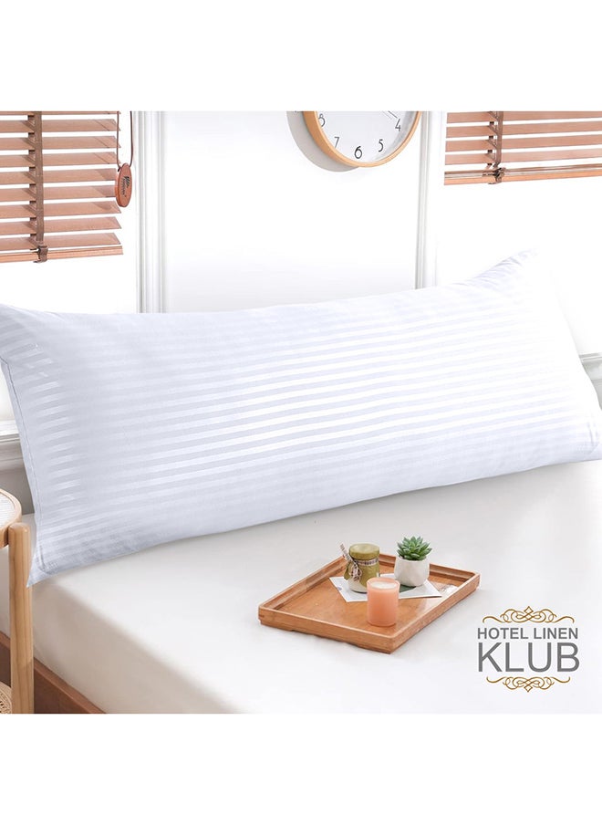Hotel Linen Klub - Hotel Linen Klub Long Body 1Pc Stripe Pillowcase - 100% Microfiber  with envelope closure, Soft and Durable Quality, Size : 45 x 125cm , White - Image 1