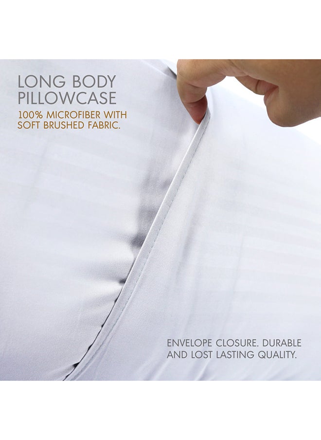 Hotel Linen Klub - Hotel Linen Klub Long Body 1Pc Stripe Pillowcase - 100% Microfiber  with envelope closure, Soft and Durable Quality, Size : 45 x 125cm , White - Image 1