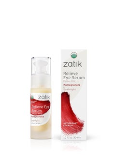 zatik Zatik Naturals - Relieve Eye Serum with Pomegranate and Eyebright Antioxidant, USDA Certified Organic, Rekindle and Elevate Youthfulness Around Thin Areas of the Eyes, 1.0 fl oz, 30ml 