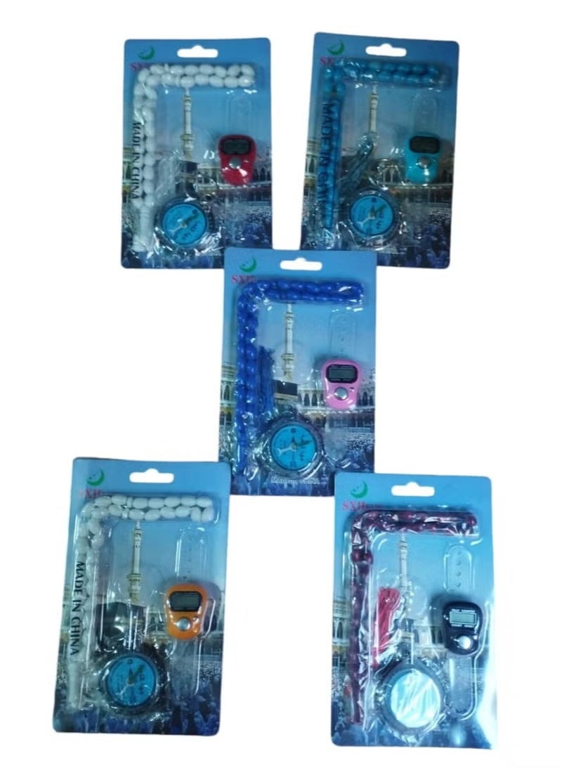 Generic Set (Rosary + Compass + Electronic Counter Rosary Ring) For Tasbeeh And Dhikr And Ideal Gifts - Multicolor  - Image 2