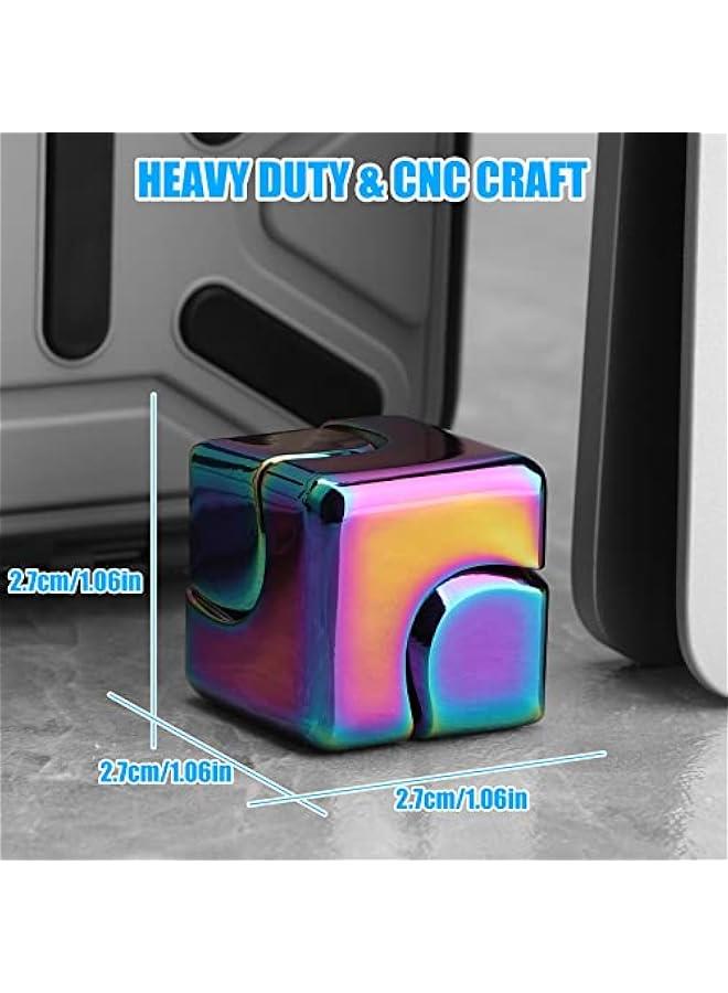 Infinity Gear Fidget Cube Spinner for Kid Adult, Transformable Spinning Top Metallic Fidget Toys for Anti-Anxiety Stress Relief Autism Finger Hand Spinner, 2-in-1 Cube Toy for Desk Office Classroom  - Image 2