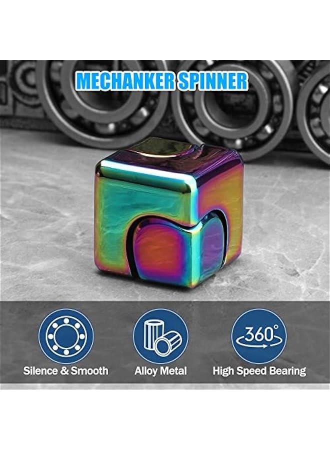 Infinity Gear Fidget Cube Spinner for Kid Adult, Transformable Spinning Top Metallic Fidget Toys for Anti-Anxiety Stress Relief Autism Finger Hand Spinner, 2-in-1 Cube Toy for Desk Office Classroom  - Image 4
