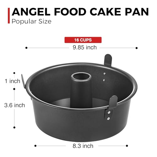 HONGBAKE Angel Food Cake Pan with Removable Bottom, 10 Inch Tube Pan, Nonstick Pound Cake Pans for Baking, Chiffon Cake Mold, 16-Cup, Heavy Duty - Dark Grey - Image 5
