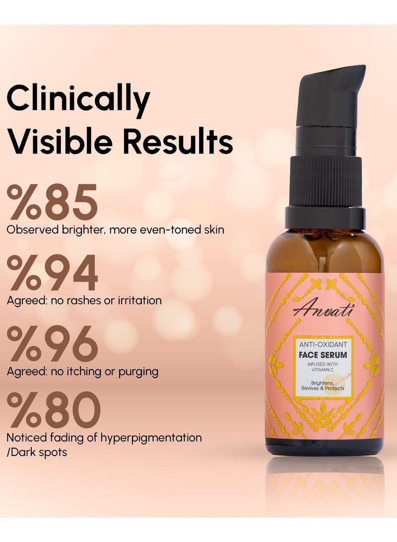 Anvati Vitamin C Serum for face – Vitamin Illuminating with Hyaluronic Acid – Wrinkles and Dark Spot Correcting Glow serum – Face Moisturizer with Vitamin C and Hyaluronic Acid -30ml - Image 3