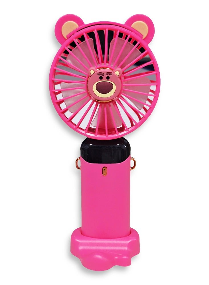 Cute cartoon portable fan, 5 different cooling speeds with LED display showing the speed level, openable head, equipped with a scented disc for refreshing breeze, USB rechargeable for easy use, lightweight and portable design with a lanyard to hang it around the neck, base to fix it on the table, safe material and suitable for children and adults, perfect gift for summer - Image 3