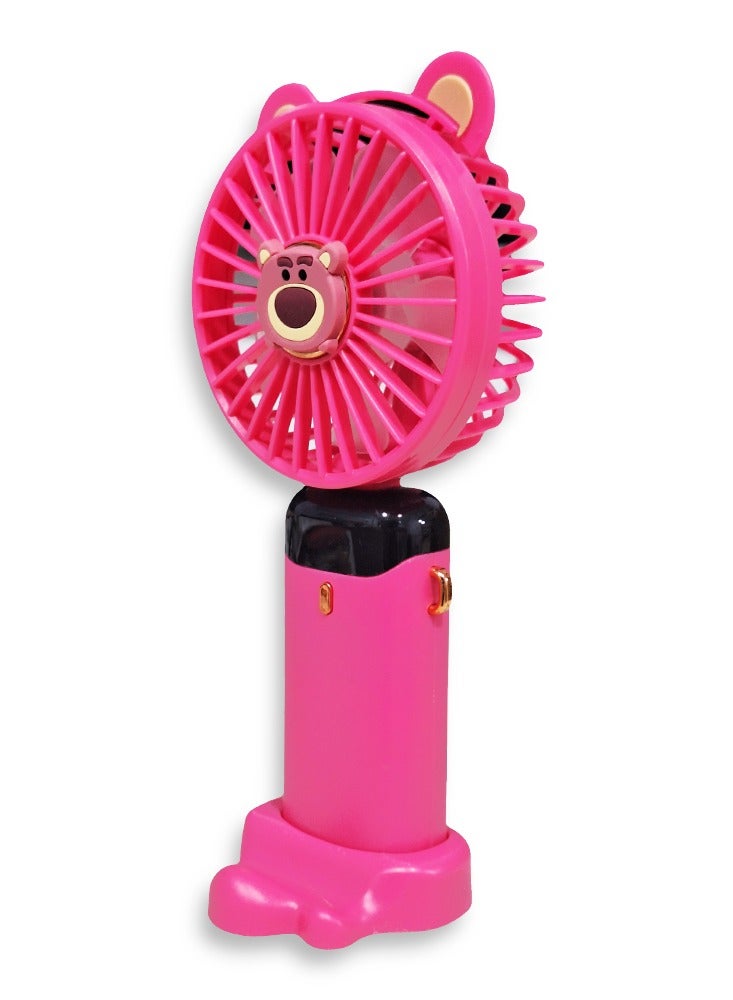 Cute cartoon portable fan, 5 different cooling speeds with LED display showing the speed level, openable head, equipped with a scented disc for refreshing breeze, USB rechargeable for easy use, lightweight and portable design with a lanyard to hang it around the neck, base to fix it on the table, safe material and suitable for children and adults, perfect gift for summer - Image 5