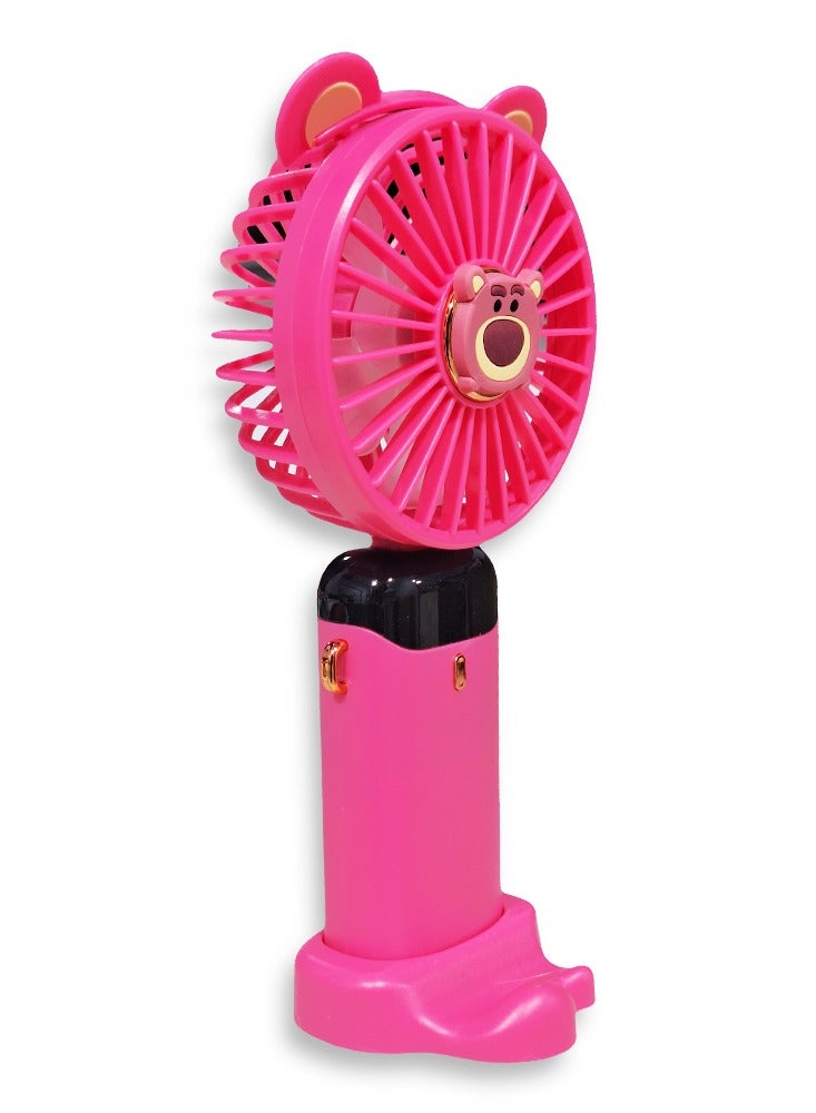 Cute cartoon portable fan, 5 different cooling speeds with LED display showing the speed level, openable head, equipped with a scented disc for refreshing breeze, USB rechargeable for easy use, lightweight and portable design with a lanyard to hang it around the neck, base to fix it on the table, safe material and suitable for children and adults, perfect gift for summer - Image 4