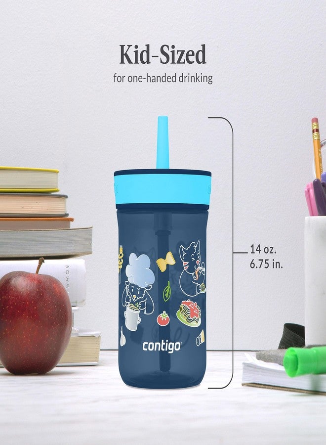 Contigo Leighton Kids Plastic Water Bottle, 14oz Spill-Proof Tumbler with Straw for Kids, Dishwasher Safe, Juniper/Blue Forest - Image 4