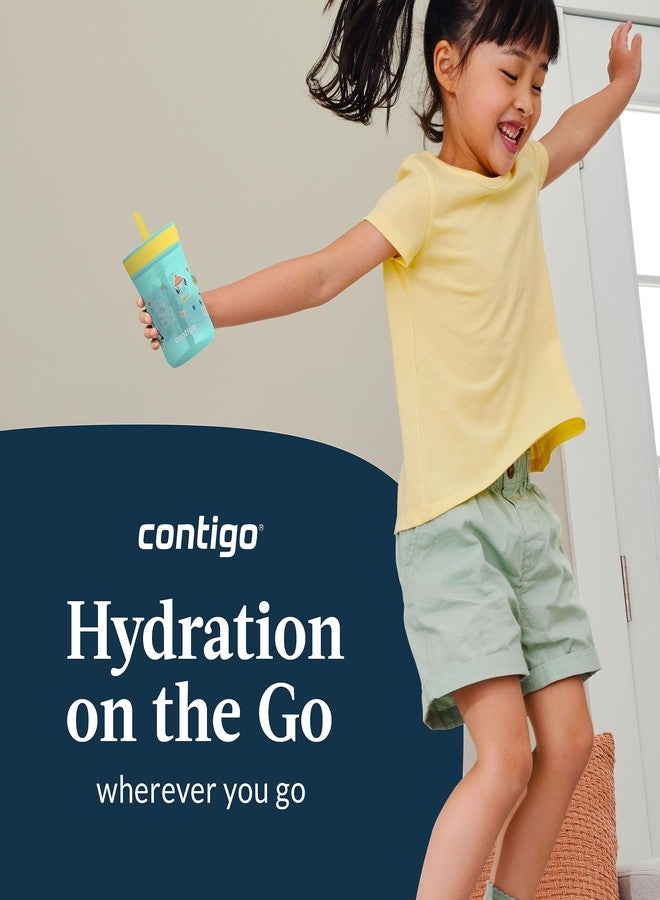 Contigo Leighton Kids Plastic Water Bottle, 14oz Spill-Proof Tumbler with Straw for Kids, Dishwasher Safe, Juniper/Blue Forest - Image 5