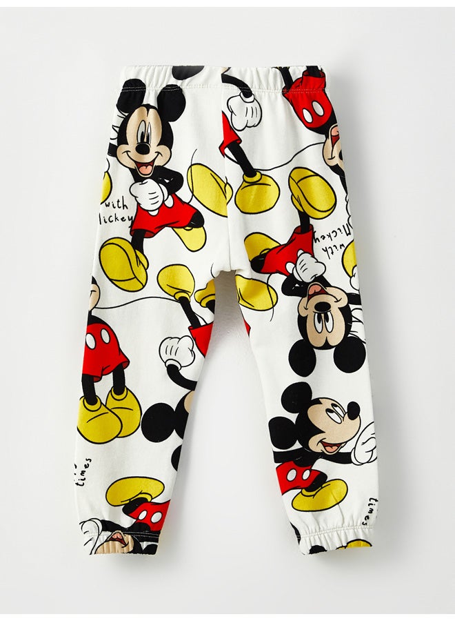 Elastic Waist Mickey Mouse Printed Baby Girl Sweatpants