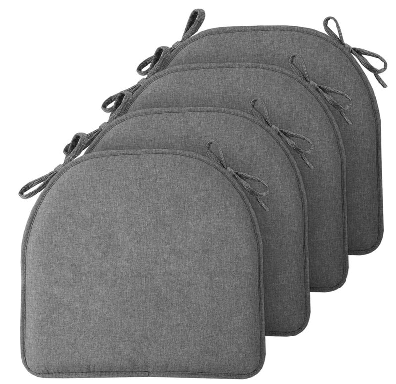 TushGuard Chair Cushions, 4 Pack Memory Foam Chair Pads, Seat Cushion, Kitchen Chair Cushions Set of 4, Anti-Slip Backing & Fixed Straps,Grey - Image 1