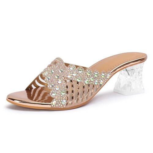 Denill Women Wedding/Party Block Heel Slip-On Fashion Sandal for Women & Girls (Antique) Uk -8 - Image 1