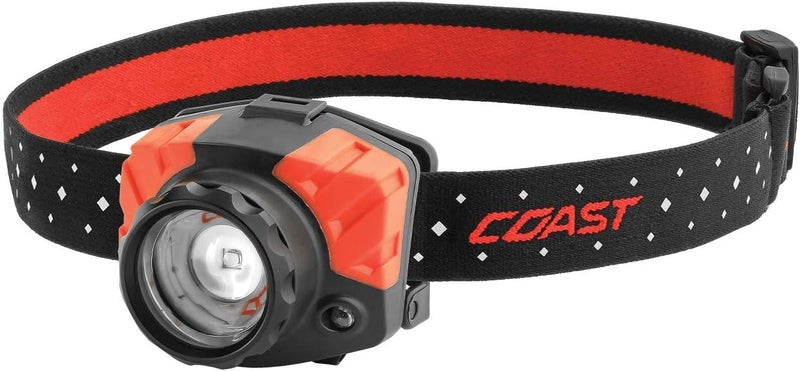 Coast Coast FL85 615 Lumen Dual Color Pure Beam Focusing LED Headlamp with Twist Focus Hinged Beam Adjustment Hard Hat Compatibility and Reflective Strap Red  - Image 1