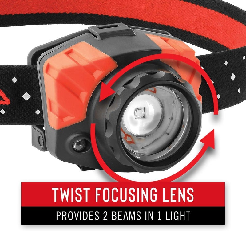 Coast Coast FL85 615 Lumen Dual Color Pure Beam Focusing LED Headlamp with Twist Focus Hinged Beam Adjustment Hard Hat Compatibility and Reflective Strap Red  - Image 2