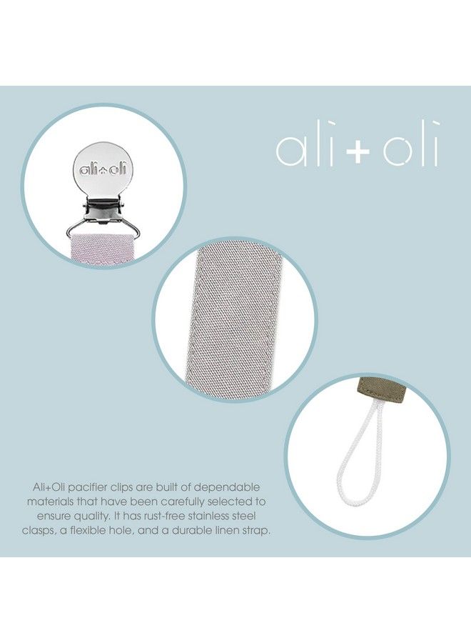 Ali+Oli Linen Strap Pacifier Clip (Forest) Set Of 3 (10" X 1") Baby Pacifier Holder For Newborn Pacifiers & Teethers Binky Clips Siliconefree Pacifier Clips - Image 4