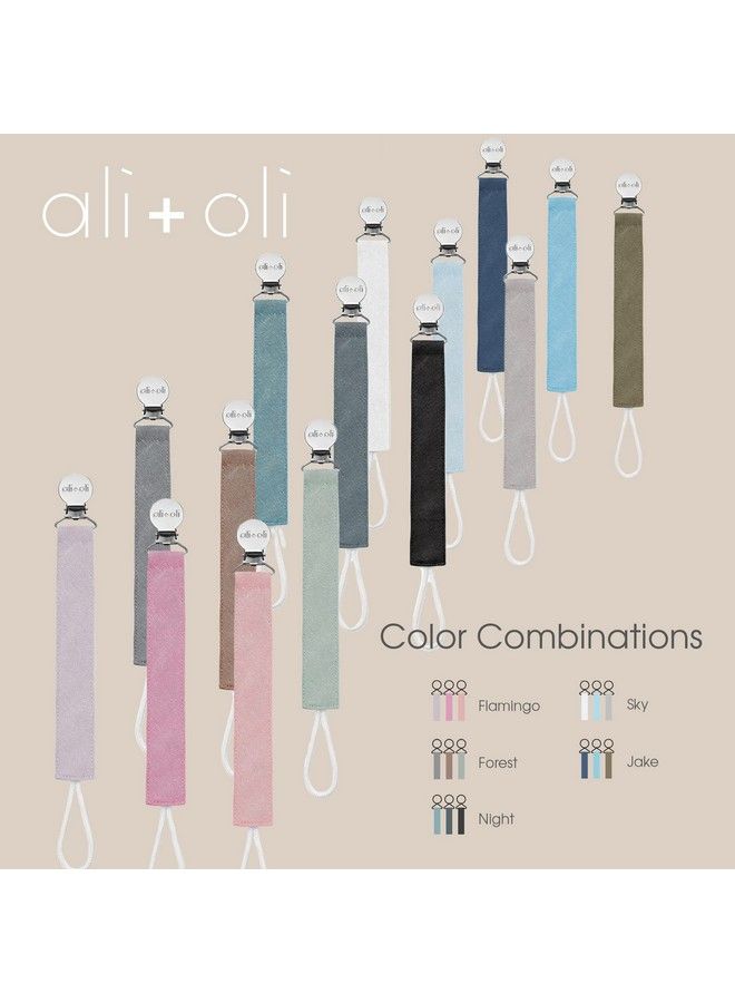 Ali+Oli Linen Strap Pacifier Clip (Forest) Set Of 3 (10" X 1") Baby Pacifier Holder For Newborn Pacifiers & Teethers Binky Clips Siliconefree Pacifier Clips - Image 3