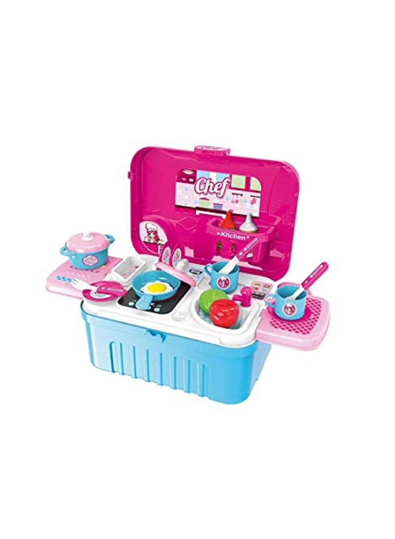 Kids Pretend 3 in 1 Kitchen Play Set Toy for Girls; Cooking Little Chef Set - Image 4