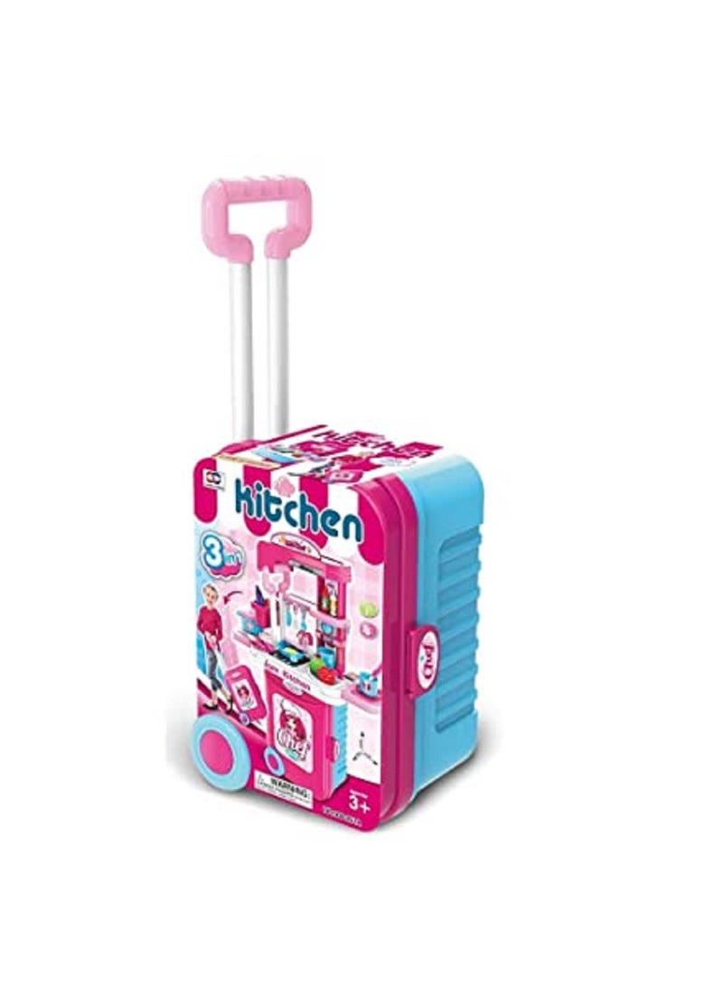 Kids Pretend 3 in 1 Kitchen Play Set Toy for Girls; Cooking Little Chef Set - Image 3