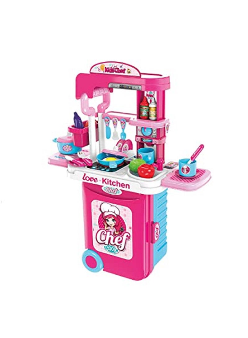 Kids Pretend 3 in 1 Kitchen Play Set Toy for Girls; Cooking Little Chef Set - Image 2