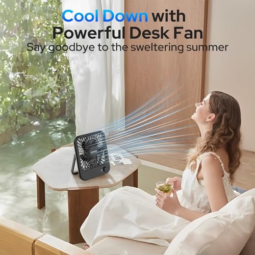 UN1QUE Slim Portable Desk Fan, 0-100 Speeds Adjustable Mini Fan, Rechargable Fan with Fragrance Function, Long Battery-life Personal Fan for Home Outdoor, An Aromatherapy Tablet Included - Image 5