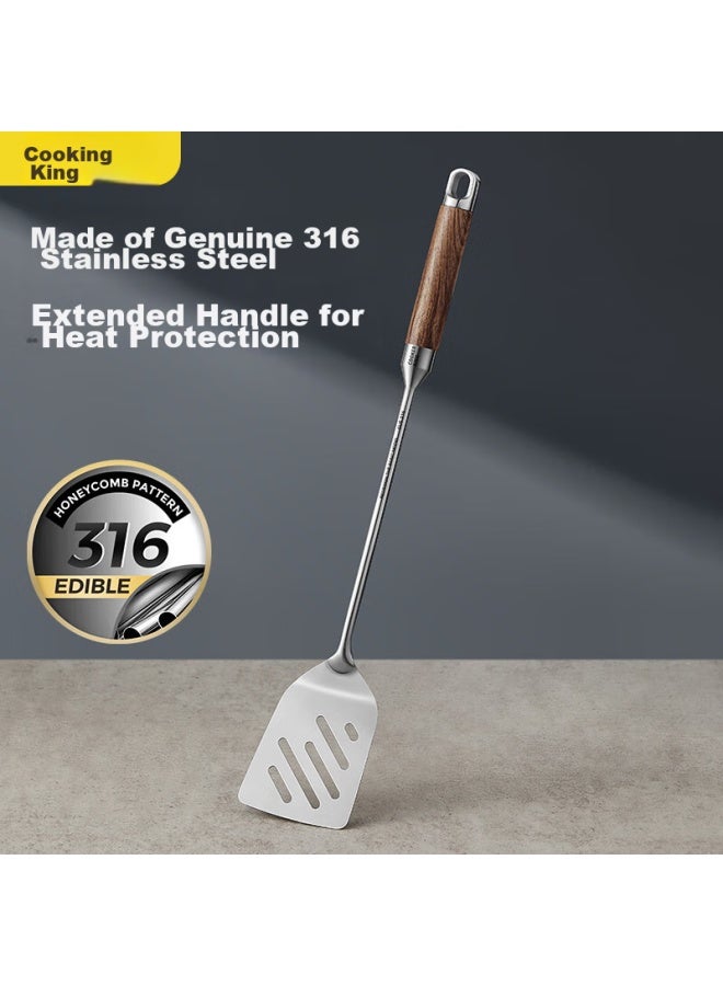 COOKER KING Chuidahuang Spatula, 316 Stainless Steel, Wok Spatula, Fish Spatula, Imported Rosewood Handle, Specially For Iron Pans, Extended Version  - Image 1